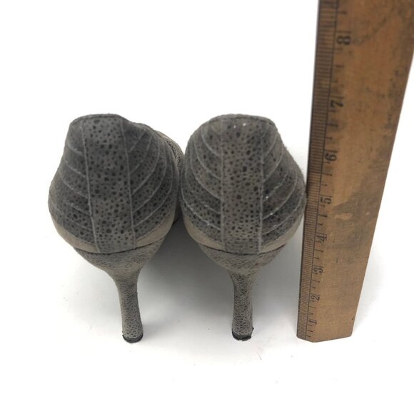 Auri Mink Suede and Sand Pebble Leather Heels 39/9 - Picture 5 of 8